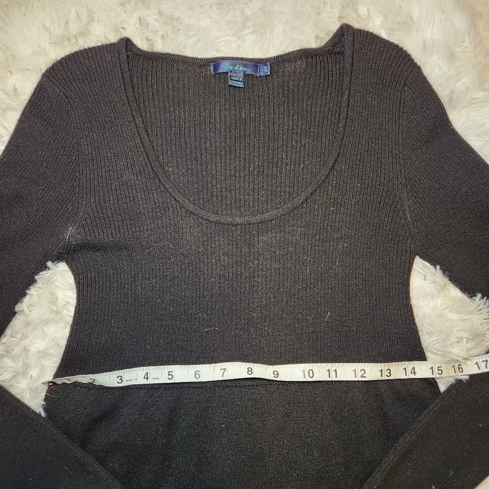 Boden Black Wool Scoop Neck Long Sleeve Mini Sweater Dress Womens Size Medium 12